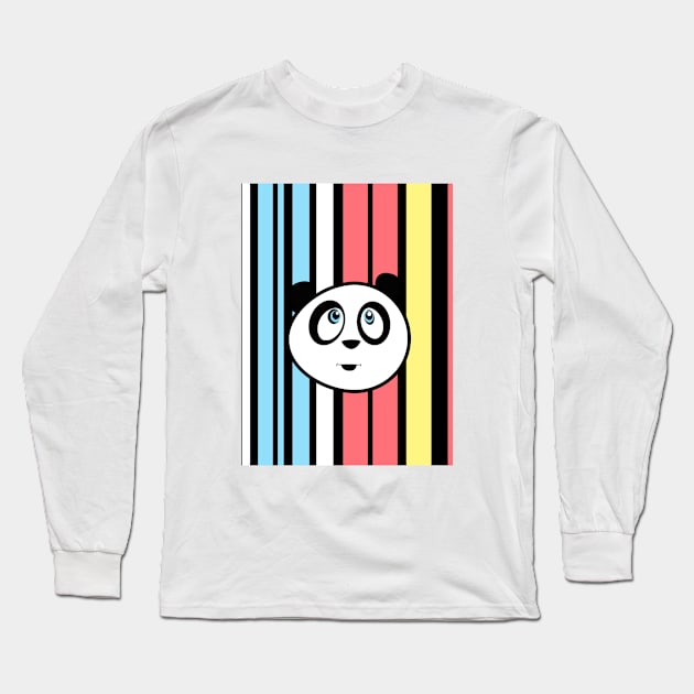 Panda Retro Long Sleeve T-Shirt by adamzworld